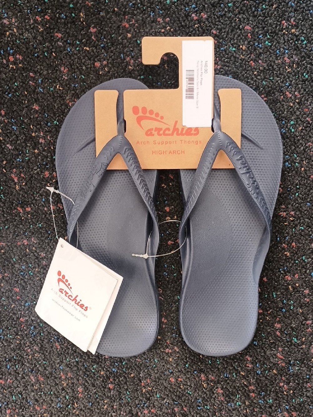 Archie's Navy Arch Support Flip Flop Thong Sandals
